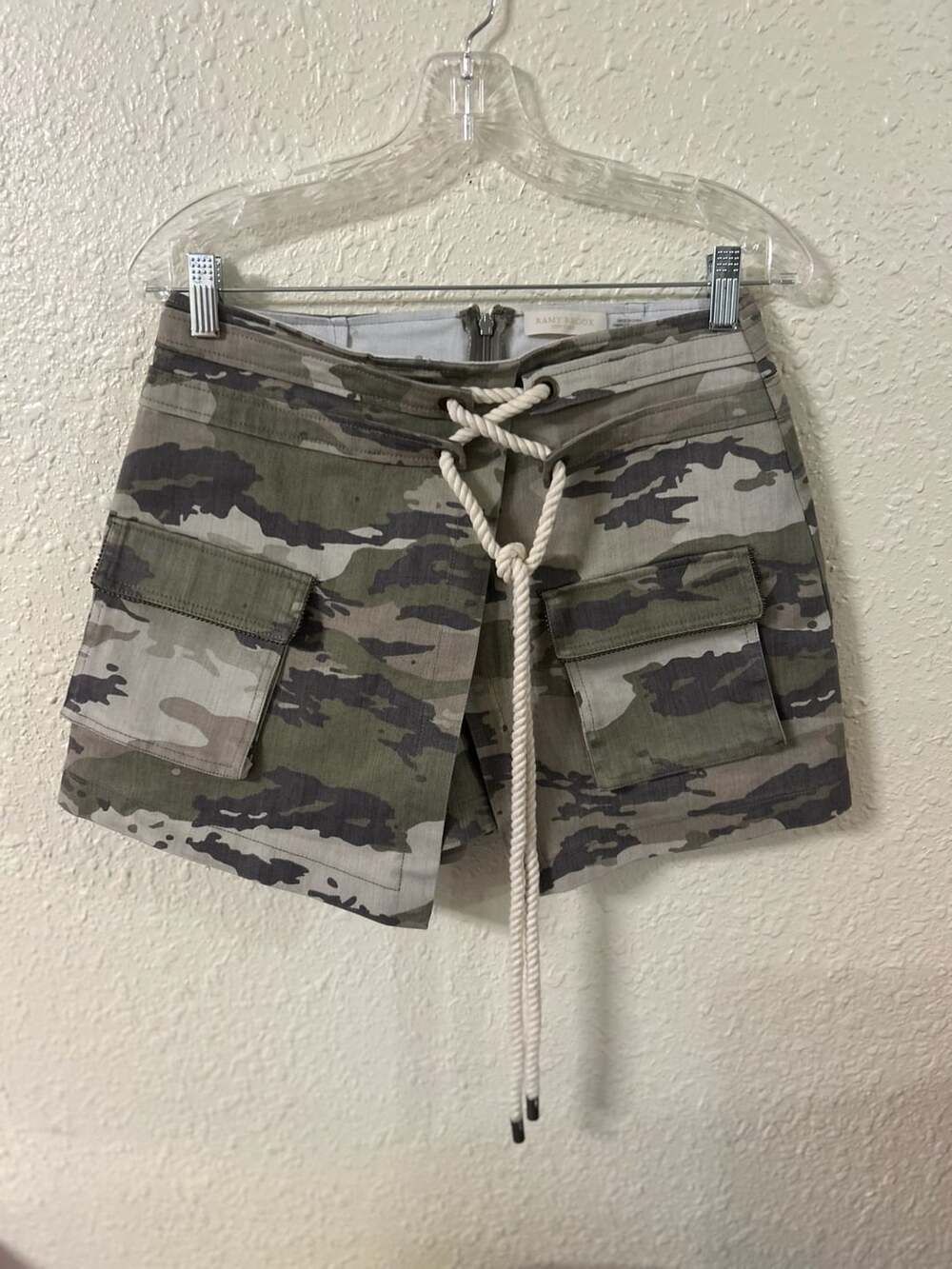 Ramy Brook Camo Lace-Up Cargo Mini Shorts Size 4